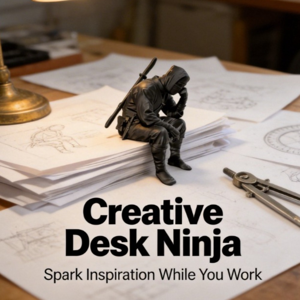 Interior Design Japan - Statuetta Ninja Giapponese Seduto Stampata in